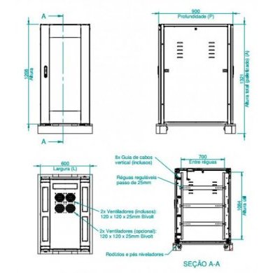 NK047124-A900 Nilko Rack de Piso Fechado 19 24U x 900mm