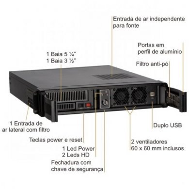 NK220-ATX-RC Gabinete Server Nilko Rack 2U RC 600mm
