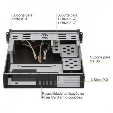 NK220-ATX-RC Gabinete Server Nilko Rack 2U RC 600mm