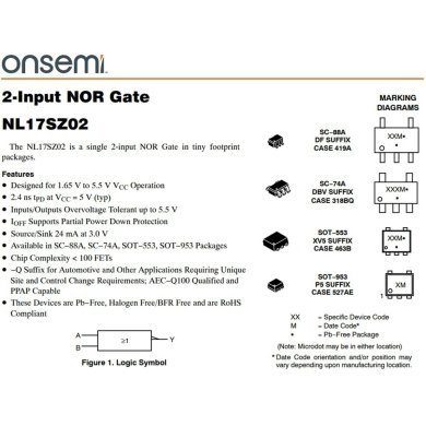 NL17SZ02DFT2G 10x NL17SZ02 porta lógica NOR 2x input 1x output SC-88A-5