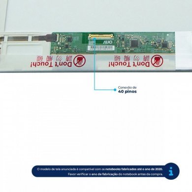 NT156WHM-N50 Tela Notebook LED 15.6 Polegadas WXGA HD 1366x768px