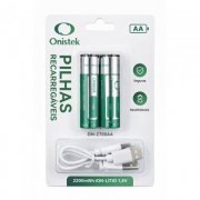 Onistek pilha recarregável AA 1500mAh com 2 unidades carregamento via USB-C, cabo incluso