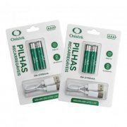 Onistek pilha recarregável AAA 600mAh com 2 unidades carregamento via USB-C, cabo incluso