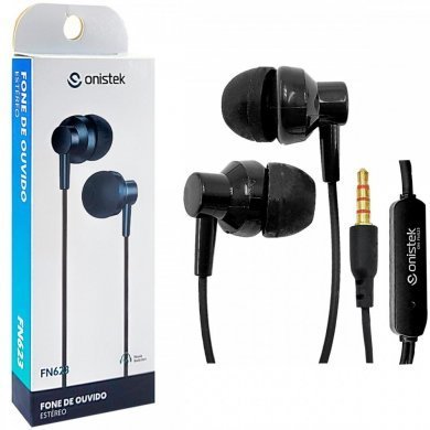 ON-FN623-PT Onistek fone de ouvido com fio e microfone P2 preto