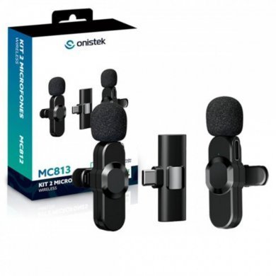 ON-MC813 Kit 2 microfones de lapela wireless USB-C