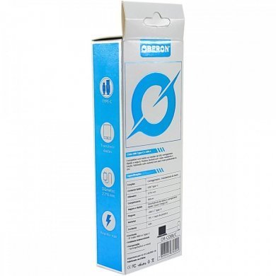 Oberon cabo USB-C quick charge 3.0 1m 4.8A branco