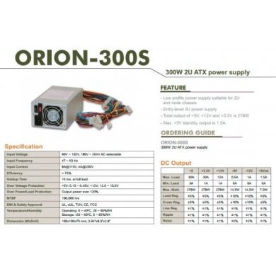 ORION-300S2 Portwell Fonte 2U Single Orion 300W