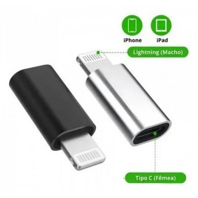 Conversor OTG USB-C femea para Lightning macho