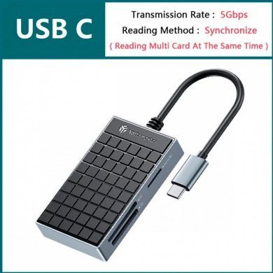 P-CR02-BK Yottamaster Leitor de Cartão 4x1 USB-C