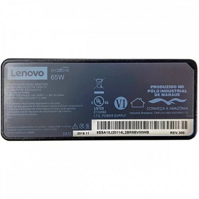 Fonte original Lenovo 65W 20V 3.25A Plug retangular