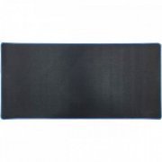 Mousepad gamer 75x35 preto com borda costurada azul base antiderrapante