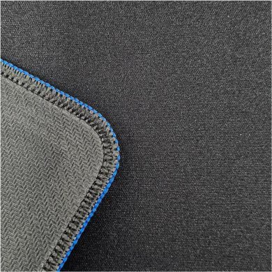 Mousepad gamer 75x35 preto com borda costurada azul