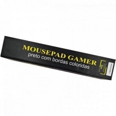 Mousepad gamer 75x35 preto com borda costurada verde
