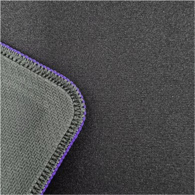 Mousepad gamer 75x35 preto com borda costurada roxo