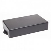 Patola caixa plástica de montagem eletrônica cor preto acabamento fosco tampa preta lisa com aba