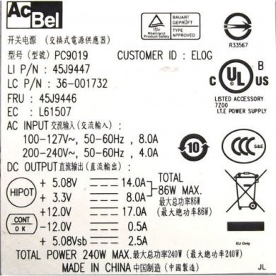 PC9019 Fonte Lenovo 240W para ThinkCentre M57 M90 M90p