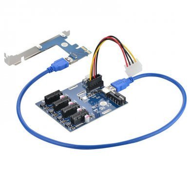 PCI-E1X-4PSWT-CRD Riser expander card PCIE x1 para 4x PCIE x1 USB 3.0