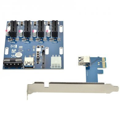 PCI-E1X-4PSWT-CRD Riser expander card PCIE x1 para 4x PCIE x1 USB 3.0