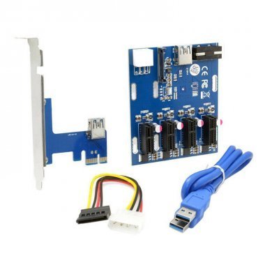 PCI-E1X-4PSWT-CRD Riser expander card PCIE x1 para 4x PCIE x1 USB 3.0
