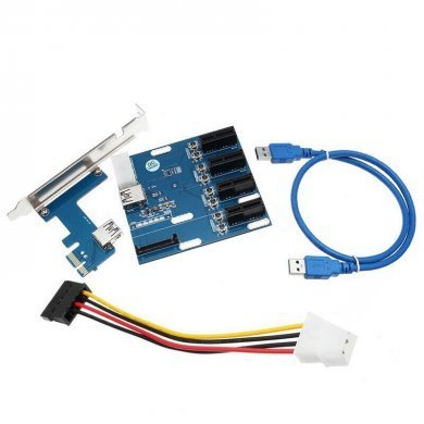 PCI-E1X-4PSWT-CRD Riser expander card PCIE x1 para 4x PCIE x1 USB 3.0