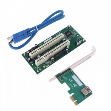 PCI-E-1X-2XUSB3C-2 Riser Card PCIE x1 para Dual PCI 32Bits