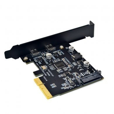 Placa PCI-Express x4 para 2 Portas USB tipo C