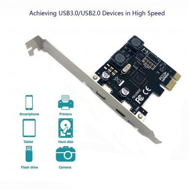 PCIE-TIPOC30 Placa PCI-Express x1 para 2 Portas USB tipo C