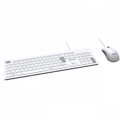 PCYES Kit Mouse e Teclado Soft com fio USB Branco
