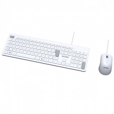 PCYES Kit Mouse e Teclado Soft com fio USB Branco