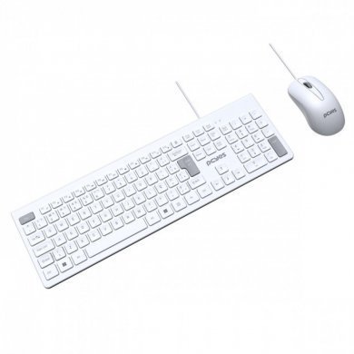 PCYES Kit Mouse e Teclado Soft com fio USB Branco
