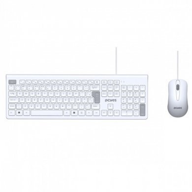 PCOSF2W PCYES Kit Mouse e Teclado Soft com fio USB Branco