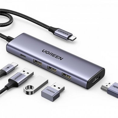 PD-CM511-15596 Ugreen Hub USB-C 5 em 1 HDMI, USB-C e 3x USB 3.0