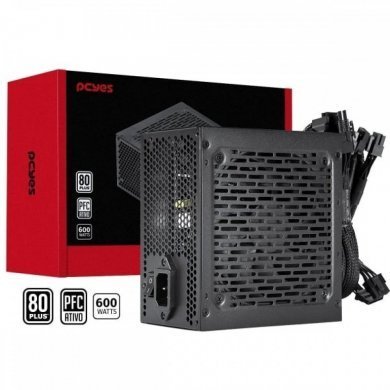 PF600SHW PCYes Fonte Gamer Shocker 600W 80 Plus White