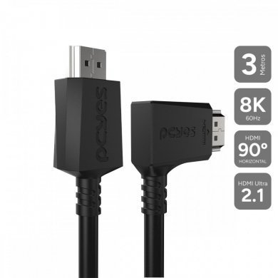 Pcyes cabo HDMI 2.1 conector 90º horizontal 3 metros