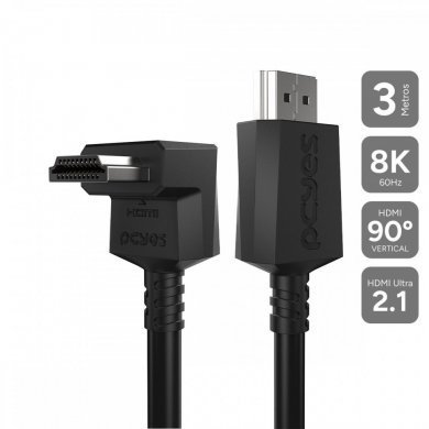Pcyes cabo HDMI 2.1 conector 90º vertical 3 metros