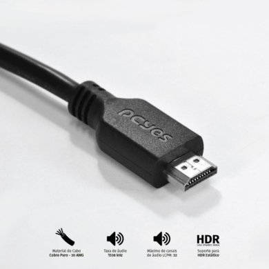PHM20-3 PCYES CABO HDMI 2.0 4K 30AWG COBRE PURO 3 METROS
