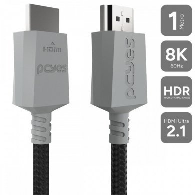 Pcyes cabo HDMI 2.1 Nylon cinza 1 metro