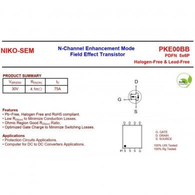 PKE00BB Niko transistor mosfet PKE00BB kit com 10 unidades