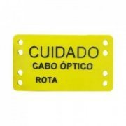 kit com 10 plaqueta cuidado cabo optico relevo 90x50x3mm - identificação e advertência para cabos cordões e ac