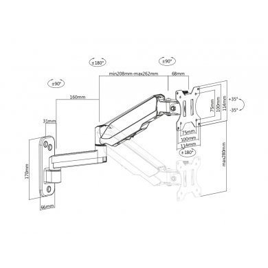 Pcyes Suporte a gas para monitor 17 a 32 pol.