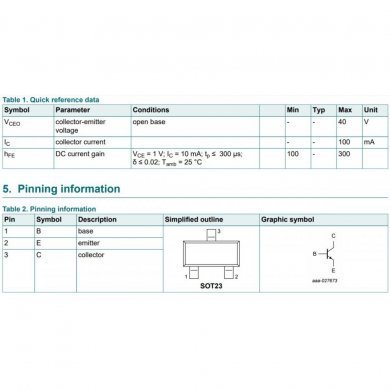 Transistor NPN BJT 40V 100mA SMD SOT23 (kit 20x)