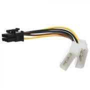 Cabo de Força OEM PCI-E 2 molex 3 pinos Macho para 6 pinos Fêmea 14CM