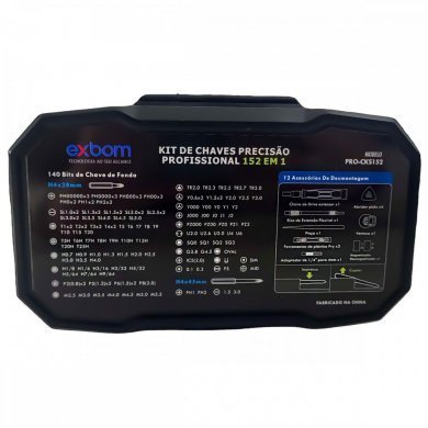 PRO-CK152 Exbom kit chaves e bits de precisão 152 peças