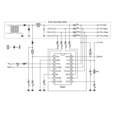 PS223 CI monitor de corrente PFC 4 canais com OCP DIP14