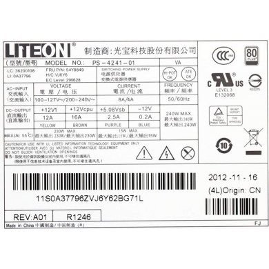Lite-ON LiteOn fonte slim 240W Lenovo Thinkcentre Ed