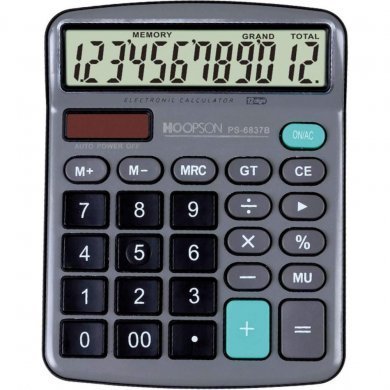 PS-6837B Hoopson Calculadora de Mesa 12 Dígitos Cinza