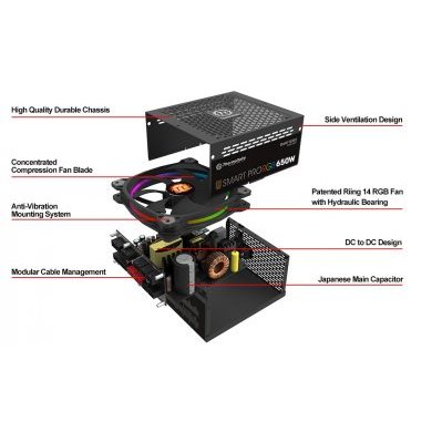 PS-SPR-0650FPCBBZ-R Thermaltake Fonte 650W Smart Pro Fully