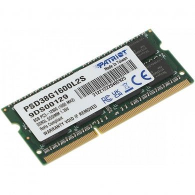 PSD38G1600L2S Patriot Memória 8GB DDR3L 1600Mhz SODIMM 1.35V