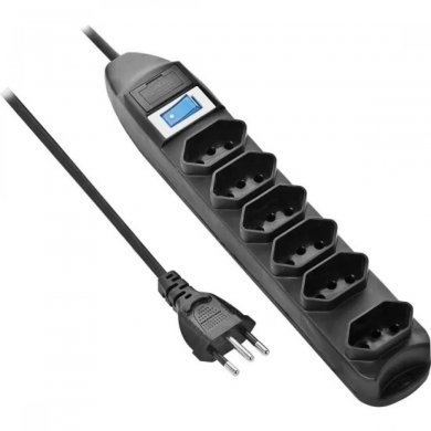 PST-101 Fortrek filtro de linha com 6 tomadas 10A NBR 1m preto