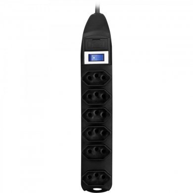 PST-101 Fortrek filtro de linha com 6 tomadas 10A NBR 1m preto